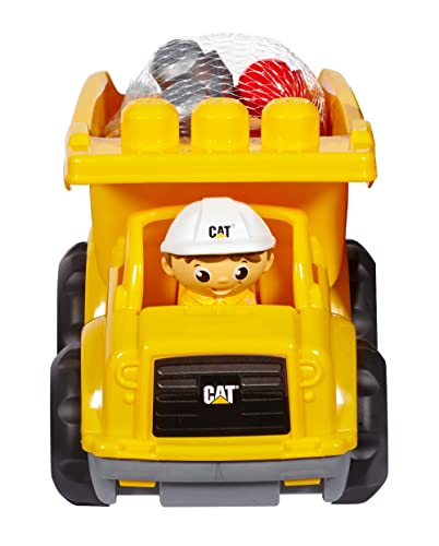 MEGA Cat Lil' Dump Truck building set with a working loading bin, 5 big building blocks and 1 Block Buddies figure, toy gift set for ages 1 and up - sctoyswholesale