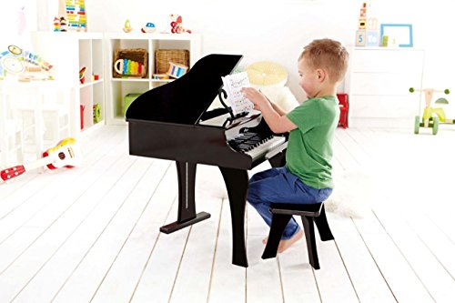 Hape Happy Grand Piano Toddler Wooden Musical Instrument, Black,L: 19.7, W: 20.5, H: 23.6 inch