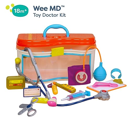 Doctor Play Set, B. toys- Wee MD- Pretend Play Toy Doctor Kit  - Stethoscope, Thermometer, Beeper & More – 18 Months +