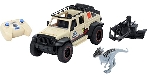 Jurassic World Toys Dominion Jeep Gladiator RC Vehicle with 6-inch Dracorex Dinosaur Figure, Remote-Control Car with Removable Auto-Capture Claw