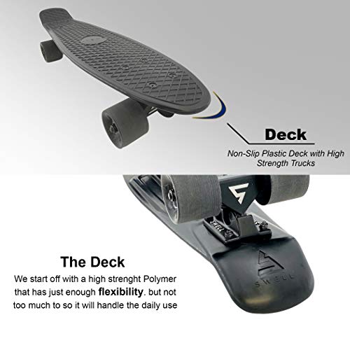 Swell Skateboards 22 inch and 28 Inch Plastic Retro Mini Cruiser Complete Skateboard for Beginners, - sctoyswholesale