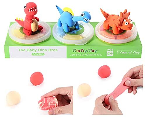 The Baby Dino Bros Modeling Clay Craft Kits | 12 Color Premium Soft Air Dry Clay - sctoyswholesale