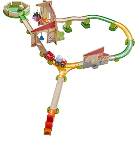 HABA – Kullerbü Track Ball Run with Play Backdrop, Tractor, Crackers and Realistic Farm Sounds, Wooden Toy from 2 Years