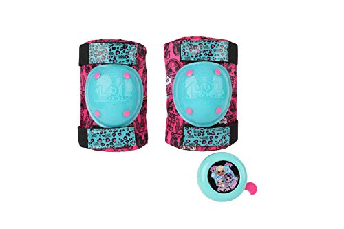 LOL Surprise Signature Series Protective Knee Pads & Elbow Pads for Kids Bike, Skateboard, Scooter with Bonus Bell, for Ages 5+