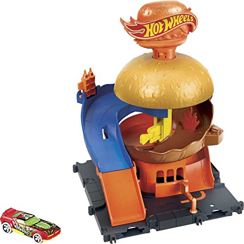 Hot Wheels City Burger Drive-Thru Playset with 1 Vehicle, Connects to Other Playsets & Tracks - sctoyswholesale