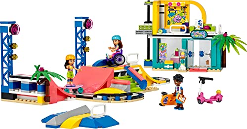 LEGO Friends Skate Park , Skateboard Toys for Girls and Boys , Mini-Doll Playset with Toy Scooter and Wheelchair