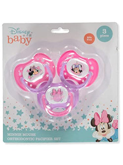 Disney Baby Girls 3-Pack Minnie Mouse Pacifier Set Pink/Multi