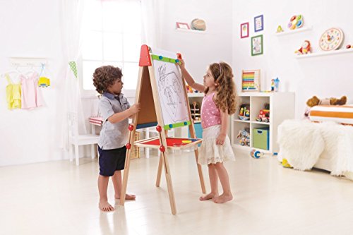 Award Winning Hape All-in-One Wooden Kid's Art Easel with Paper Roll and Accessories Cream, L: 18.9, W: 15.9, H: 41.8 inch - sctoyswholesale