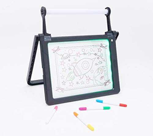 Mindscope Double-Sided Glow Pad with 8 Markers, Light Modes and Paper Towel Holder (Black) - sctoyswholesale
