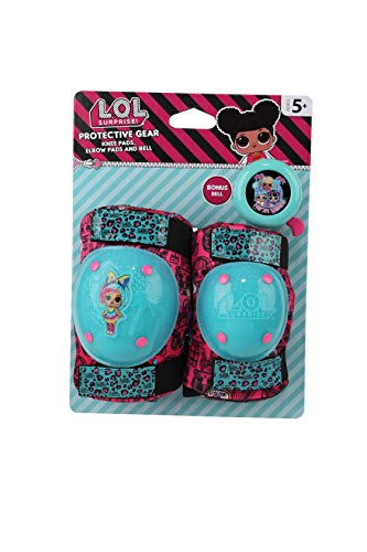 LOL Surprise Signature Series Protective Knee Pads & Elbow Pads for Kids Bike, Skateboard, Scooter with Bonus Bell, for Ages 5+
