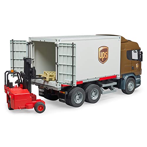 Bruder Scania R-Series Ups Logistics Truck with Forklift Vehicles - Toys