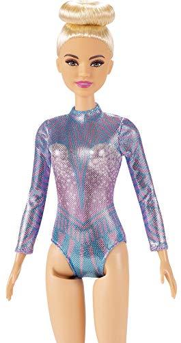 Barbie Rhythmic Gymnast Blonde Doll 12" with Colorful Metallic Leotard, 2 Batons & Ribbon Accessory - sctoyswholesale