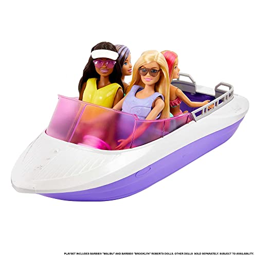 Barbie Mermaid Power Playset with 2 Dolls & 18-inch Floating Boat with See-Through Bottom, 4 Seats & Accessories