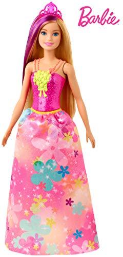 Barbie Dreamtopia Princess Doll, 12-Inch, Blonde with Purple Hairstreak Wearing Pink Skirt and Tiara - sctoyswholesale