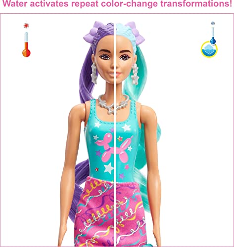 Barbie Color Reveal Doll with 7 Surprises: 4 Mystery Bags Contain Surprise  Hair Piece, Skirt, Shoes & Earrings; Water Reveals Doll's Look & Color