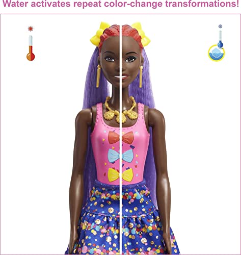Barbie Color Reveal Glitter! Hair Swaps Doll, Glittery Blue with 25 Hairstyling & Party-Themed Surprises