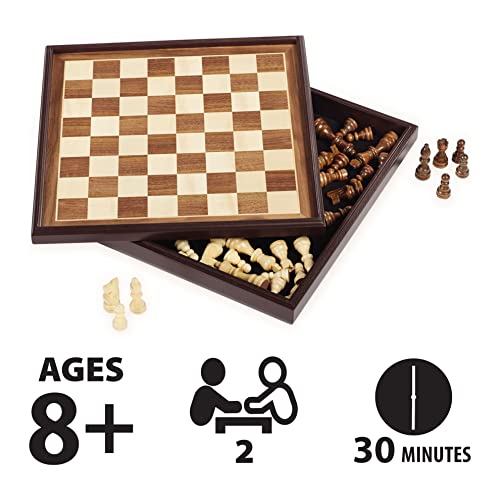 Legacy Deluxe Chess & Checkers Set, Classic Two Player Game Includes Folding Board with Solid Wood Playing Pieces - sctoyswholesale