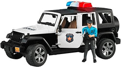 Bruder Toys - Emergency Realistic Jeep Wrangler Unlimited Rubicon Police Vehicle with Light Skintoned Policeman and Light and Sound Module with 4 Different Sounds