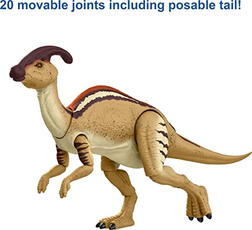 Jurassic World The Lost World Hammond Collection Parasaurolophus Dinosaur Action Figure, 12in Long with 20 Movable Joints, Gift and Collectible