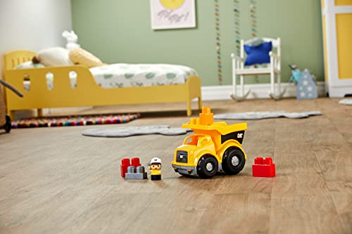 MEGA Cat Lil' Dump Truck building set with a working loading bin, 5 big building blocks and 1 Block Buddies figure, toy gift set for ages 1 and up - sctoyswholesale