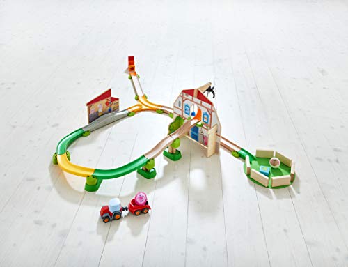 HABA – Kullerbü Track Ball Run with Play Backdrop, Tractor, Crackers and Realistic Farm Sounds, Wooden Toy from 2 Years