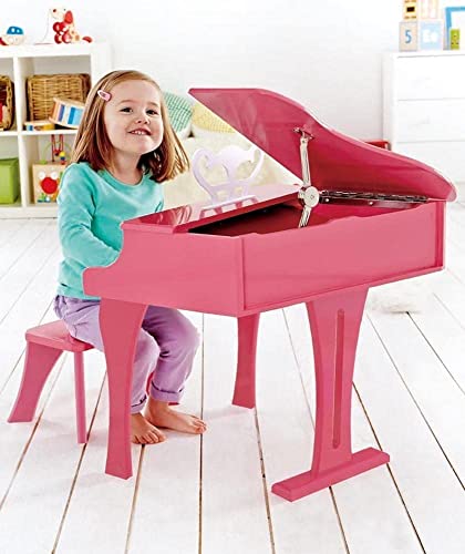 Hape Happy Grand Piano in Pink Toddler Wooden Musical Instrument, L: 19.7,  W: 20.5, H: 23.6 inch
