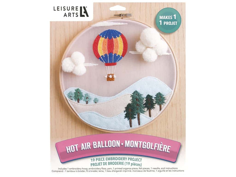 Leisure Arts Kit Embroidery 8 in. Hot Air Balloon - sctoyswholesale