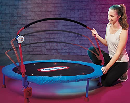 Little Tikes 4.5 ft Lights 'n Music Trampoline for Kids with LED Lights, Bluetooth, Foldable with Safety Handle, Indoor Outdoor- Toy Gifts for Toddlers Boys Girls Ages 3 4 5 6+ Year Old