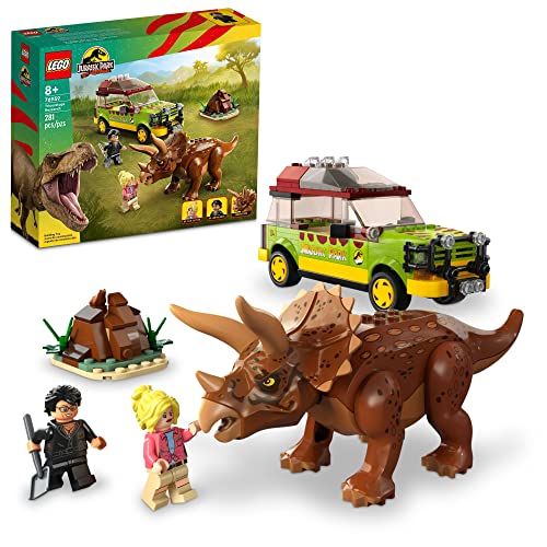 LEGO Jurassic Park Triceratops Research 76959 Jurassic World Toy, Fun Summer Toy and Birthday Gift Idea for Kids Ages 8 and Up, Featuring a Buildable Ford Explorer Car Toy and Dinosaur Figure