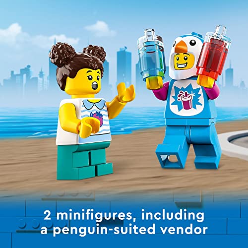 LEGO City Penguin Slushy Van 60384, Truck Toy for Kids 5+ Years Old, Vehicle Building Set with Costume Figure, Summer Series, Gift Idea for Boys and Girls