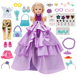 Like Nastya LNA0030 Fancy Princess Nastya 8-Inch Doll with 50 Mystery Surprises Including Removable Fashions, Stickers, Gems, Purses, Jewelry Charms, and More, Multi