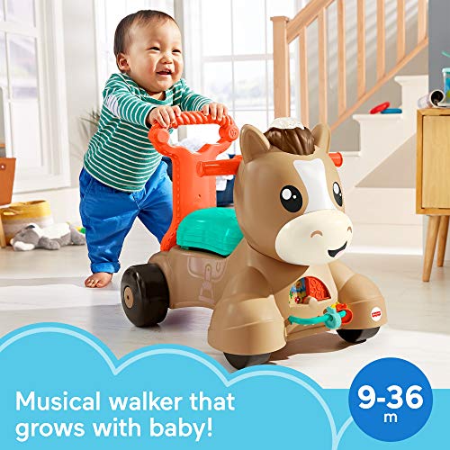 Fisher-Price Baby Walker Learning Toy, Walk Bounce & Ride Pony Ride-On with Music and Lights for Infants and Toddlers Ages 9+ Months