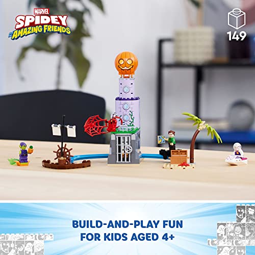 LEGO Marvel Team Spidey at Green Goblin's Lighthouse , Toy for Kids Ages 4+ with Pirate Shipwreck, Miles Morales Minifigure & More, Spidey and His Amazing Friends Series