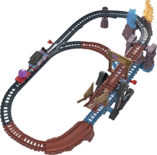 Fisher-Price Thomas and Friends Toy Train Set with Motorized Thomas Train and Tipping Bridge, 8 Feet of Track, Crystal Caves Adventure Set