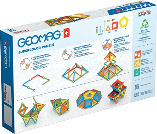 GEOMAG Magnetic Toys 78 Pieces  Magnets for Kids  STEM-endorsed Educational Building Set  100% Recycled Plastic SUPERCOLOR Panels