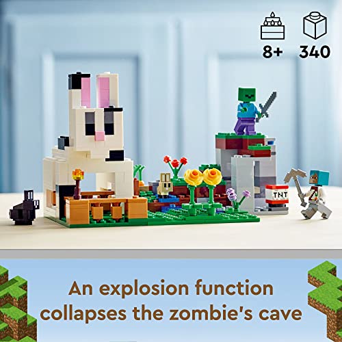 LEGO Minecraft The Rabbit Ranch House Farm Set, 21181 Animals Boys and Girls Age 8 Plus with Tamer and Zombie Figures