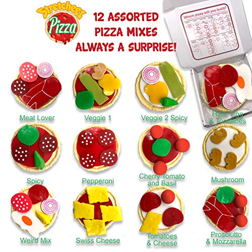 Stretcheez Pizza - Play Food for Kids - Stretchy Pretend Food & Toppings - Mix & Match - Collect Them All - Works with Role Play Kitchens - sctoyswholesale