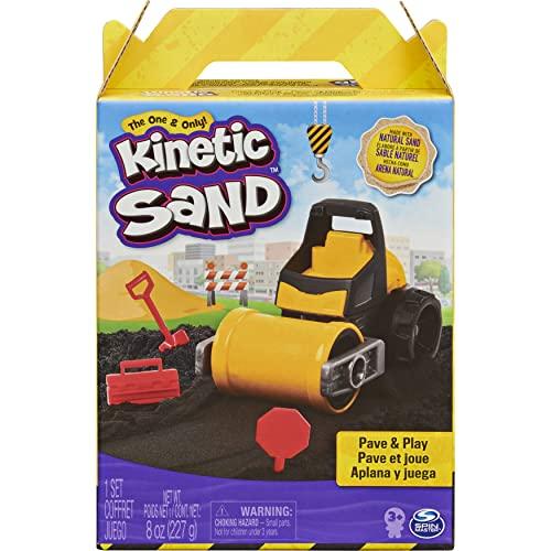 Kinetic Sand, Pave & Play Construction Set with Vehicle and 8oz Black - sctoyswholesale
