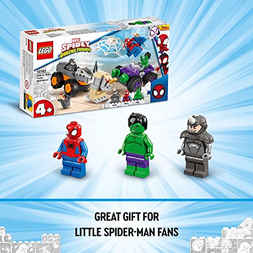 LEGO Marvel Spidey Hulk vs. Rhino Truck Showdown 10782 Building Toy Set for Kids, Boys, and Girls Ages 4+ (110 Pieces)