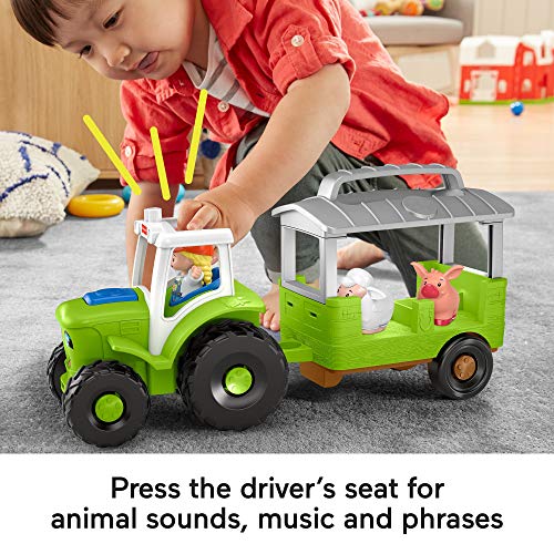 Fisher-Price Little People Toddler Musical Toy Caring For Animals Tractor Farm Vehicle & 3 Figures For Ages 1+ Years