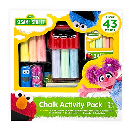 Sesame Street Chalk Set, Includes Over 43 Chalk Items, Non-Toxic and Washable Sidewalk Chalk