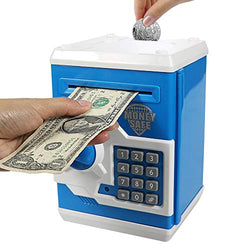 Great Gift Toy for Kids Code Electronic Piggy Banks Mini ATM Electronic Coin Bank Box for Children Password Lock Case (Blue/Gray) - sctoyswholesale