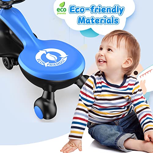 Electric Wiggle Car Ride On Toy, ANPABO 2 in 1 Wiggle Car with Rechargeable Battery and Pedal, Anti-Rollover Wheels with Colorful Lights, Swing Car for Toddlers and Kids Age 3 Years up