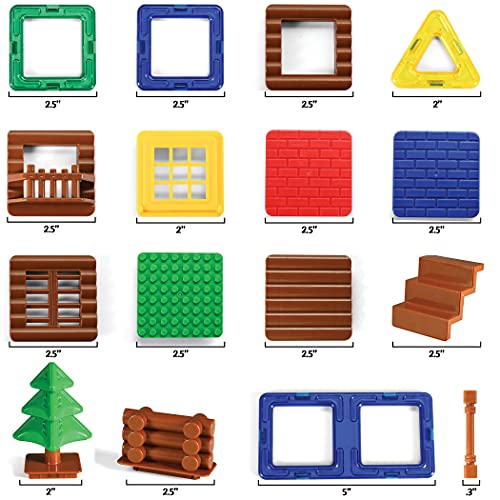 BrainyMags Magnetic Tiles Building Toys by Play Brainy - Arthur's Cabin Set with 76 Pieces 3D Magnetic Building Tiles - sctoyswholesale