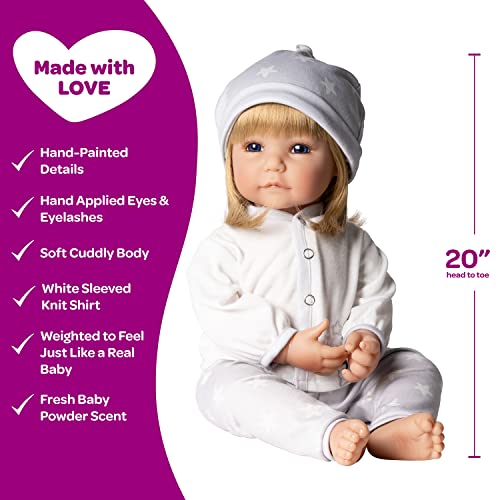 Adora Realistic Baby Doll Little Lamb Toddler Doll - 20 inch, Soft CuddleMe Vinyl, Blonde Hair, Blue Eyes