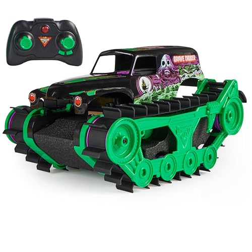 Monster Jam, Official Grave Digger Trax All-Terrain Remote Control Outdoor Vehicle, 1:15 Scale