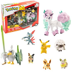 Pokémon Battle Ready! Figure Set Toy, 8 Pieces - Includes 4.5" Ponyta & 2" Pikachu, Eevee, Wooloo, Sneasel, Yamper, Sirfetch'd & Morpeko