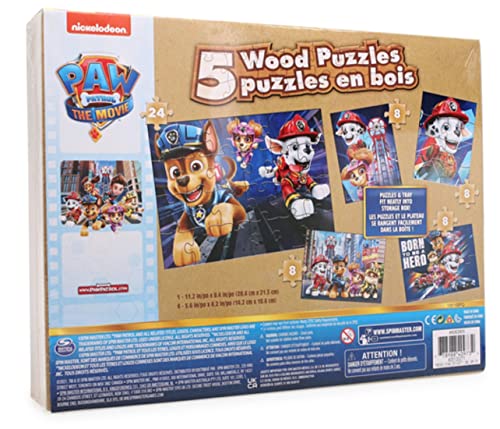 Paw Patrol The Movie - Set of 5 Wood Puzzles with Storage Box - sctoyswholesale