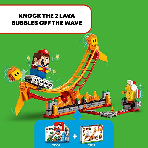 LEGO Super Mario Lava Wave Ride Expansion Set 71416, with Fire Bro and 2 Lava Bubbles Figures