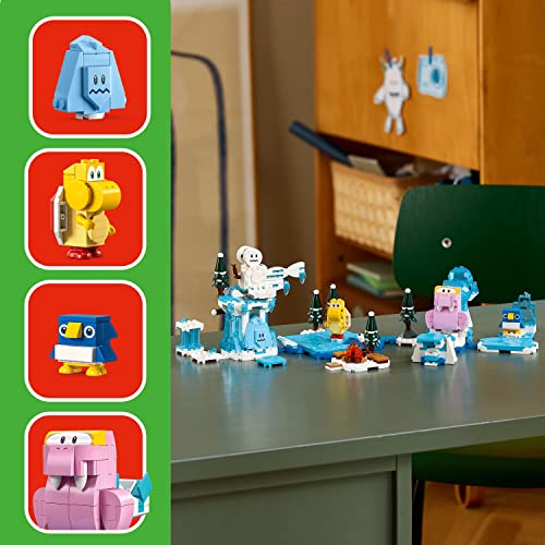 LEGO Super Mario Fliprus Snow Adventure Expansion Set 71417, Toy for Kids to Combine with Starter Course, with Freezie and Baby Penguin Figures